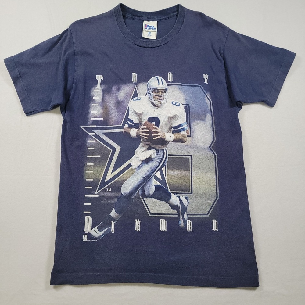VTG 1995 Pro Player Troy‎ Aikman T Shirt Mens M Navy Cowboys NFL USA